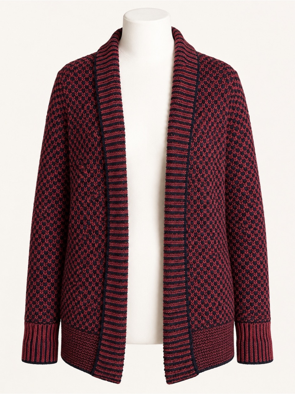 Matty M Burgundy Black Honeycomb Knit Cardigan Xl